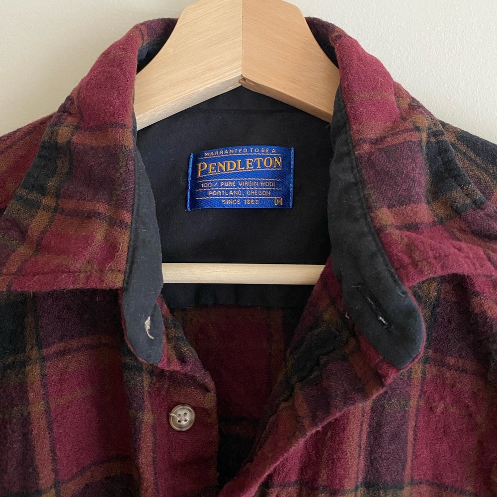 Pendleton Wool Flannel Button-Down Shirt In Size M - image 3